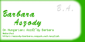 barbara aszody business card